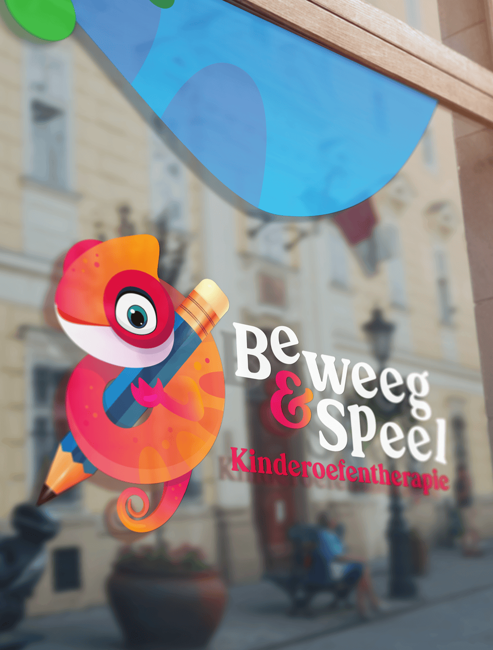 huisstijl en raambestickering Beweeg en Speel