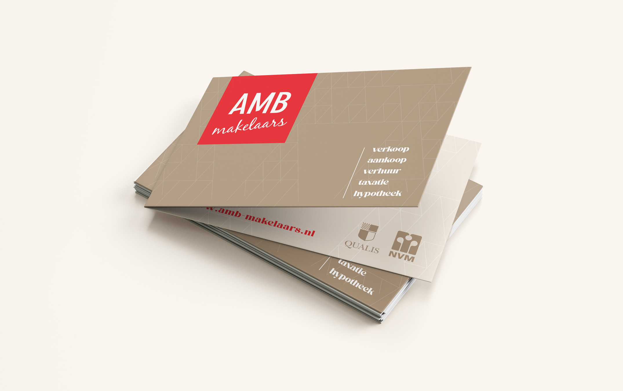 rebranding-AMB-makelaars-huisstijl-02 Visuele identiteit van AMB Makelaars toegepast op diverse communicatiemiddelen.
