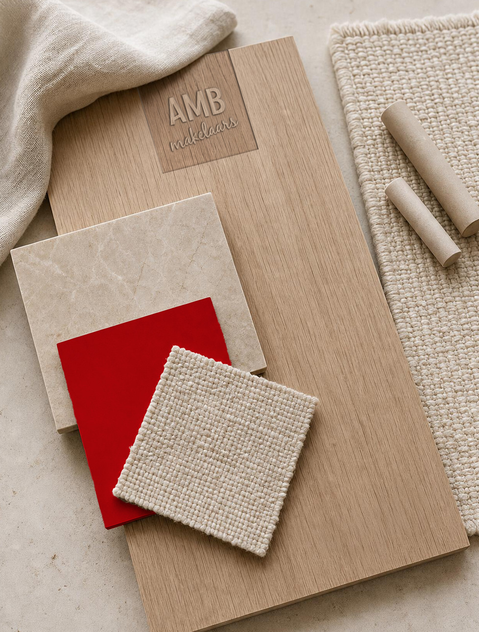 rebranding-AMB-makelaars-kleuren Rebranding van AMB Makelaars met vernieuwde merkidentiteit, rood logo en krachtige branding.